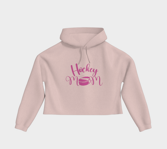 Hockey Mom Cropped Hoodie Pink Logo