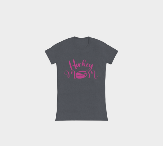 Hockey Mom Slimline T-Shirt Pink Logo