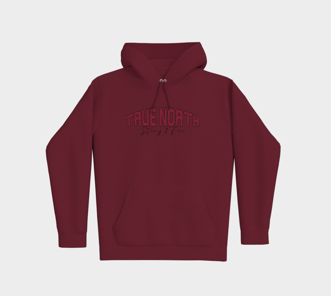 True North Strong and Free Premium Hoodie Dark Outline