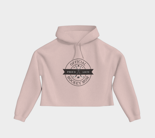 Official Hockey Mom Cropped Hoodie Black Logo