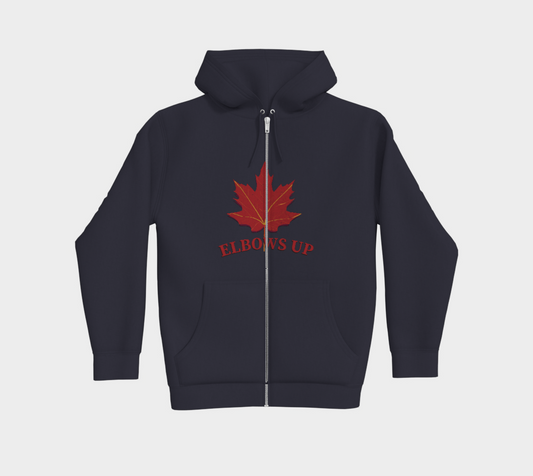 Elbows Up Leaf Premium Zip Up Hoodie