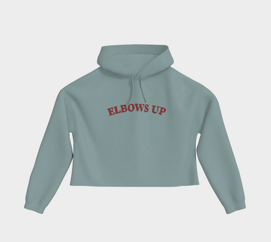 Elbows Up Never 51 Cropped Pullover Hoodie