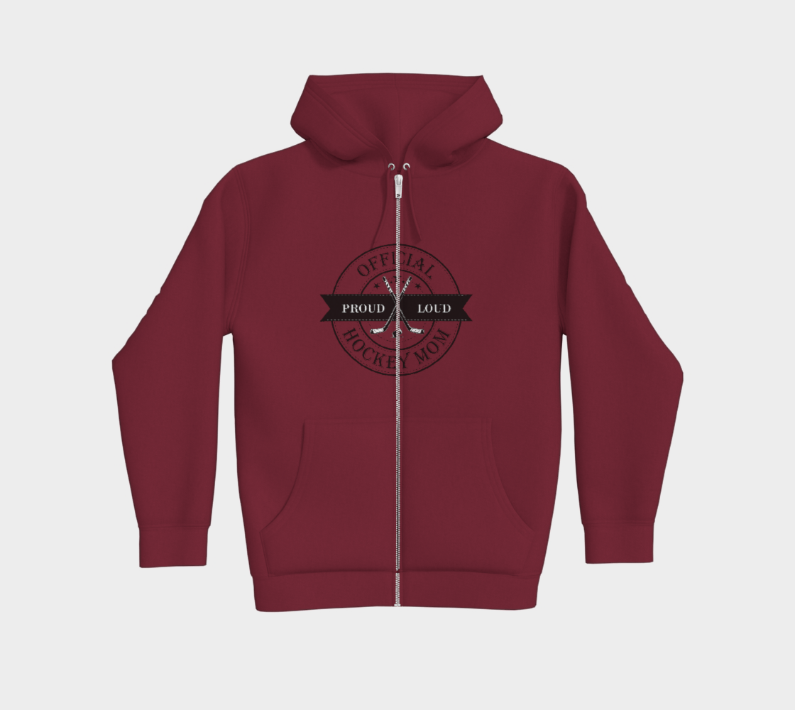 Official Hockey Mom Premium Zip-Up Hoodie Black Logo