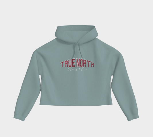 True North Strong and Free Cropped Hoodie Light Outline