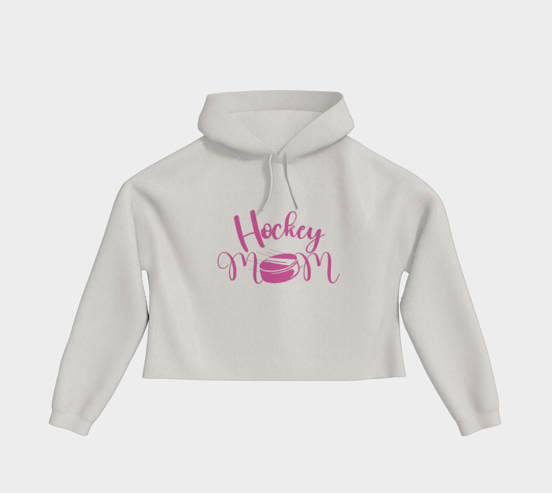 Hockey Mom Cropped Hoodie Pink Logo