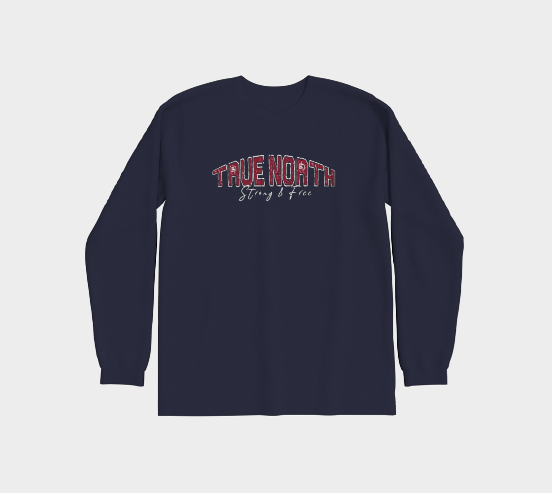 True North Strong and Free Premium Long Sleeve Shirt Light Outline