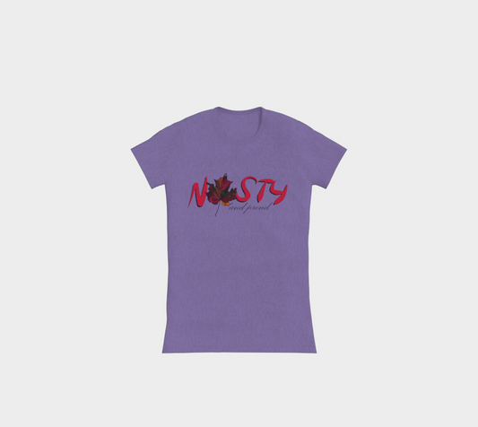 Nasty and Proud Premium Slimline T-Shirt Dark Outline