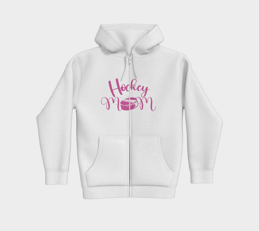 Hockey Mom Premium Zip Up Hoodie Pink Logo