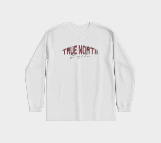 True North Strong and Free Premium Long Sleeve Shirt Dark Outline