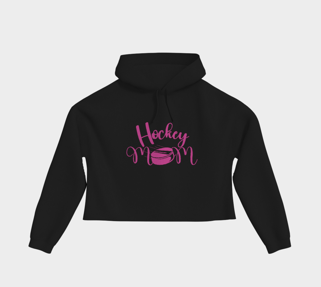 Hockey Mom Cropped Hoodie Pink Logo