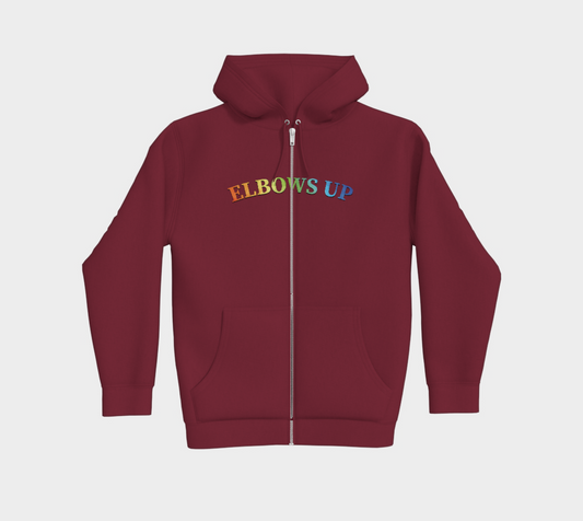 Elbows Up Never 51 PRIDE Premium Zip Up Hoodie