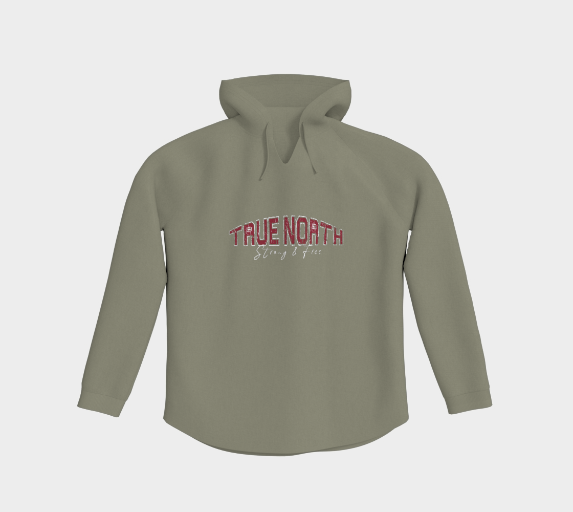 True North Strong and Free Light Pullover Hoodie Light Outline