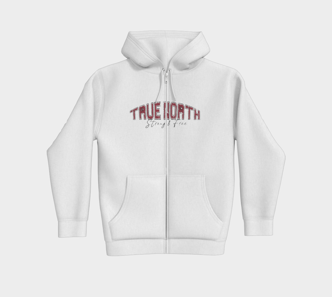 True North Strong and Free Premium Zip-Up Hoodie Dark Outline