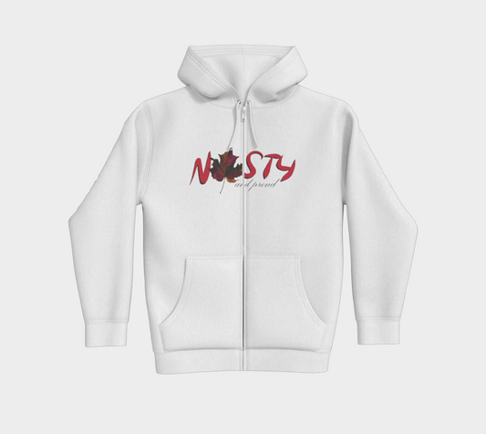 Nasty and Proud Premium Zip-Up Hoodie Dark Outline