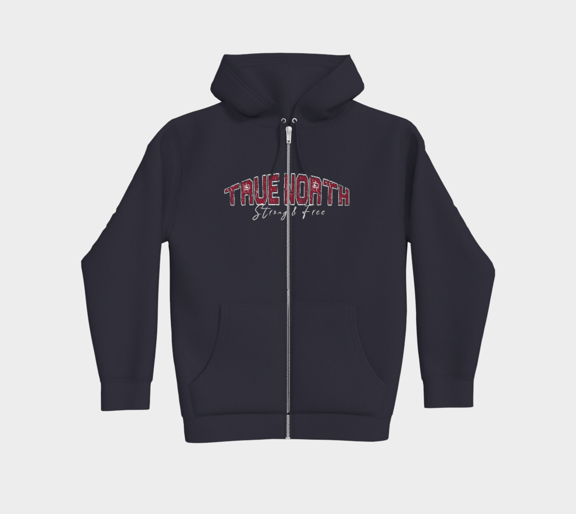 True North Strong and Free Premium Zip-Up Hoodie Light Outline