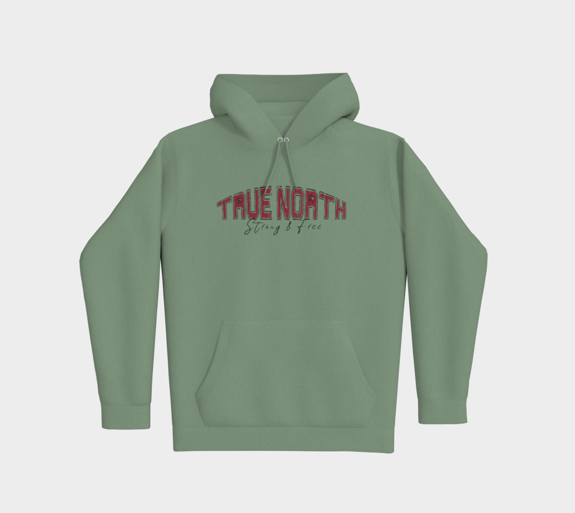 True North Strong and Free Premium Hoodie Dark Outline