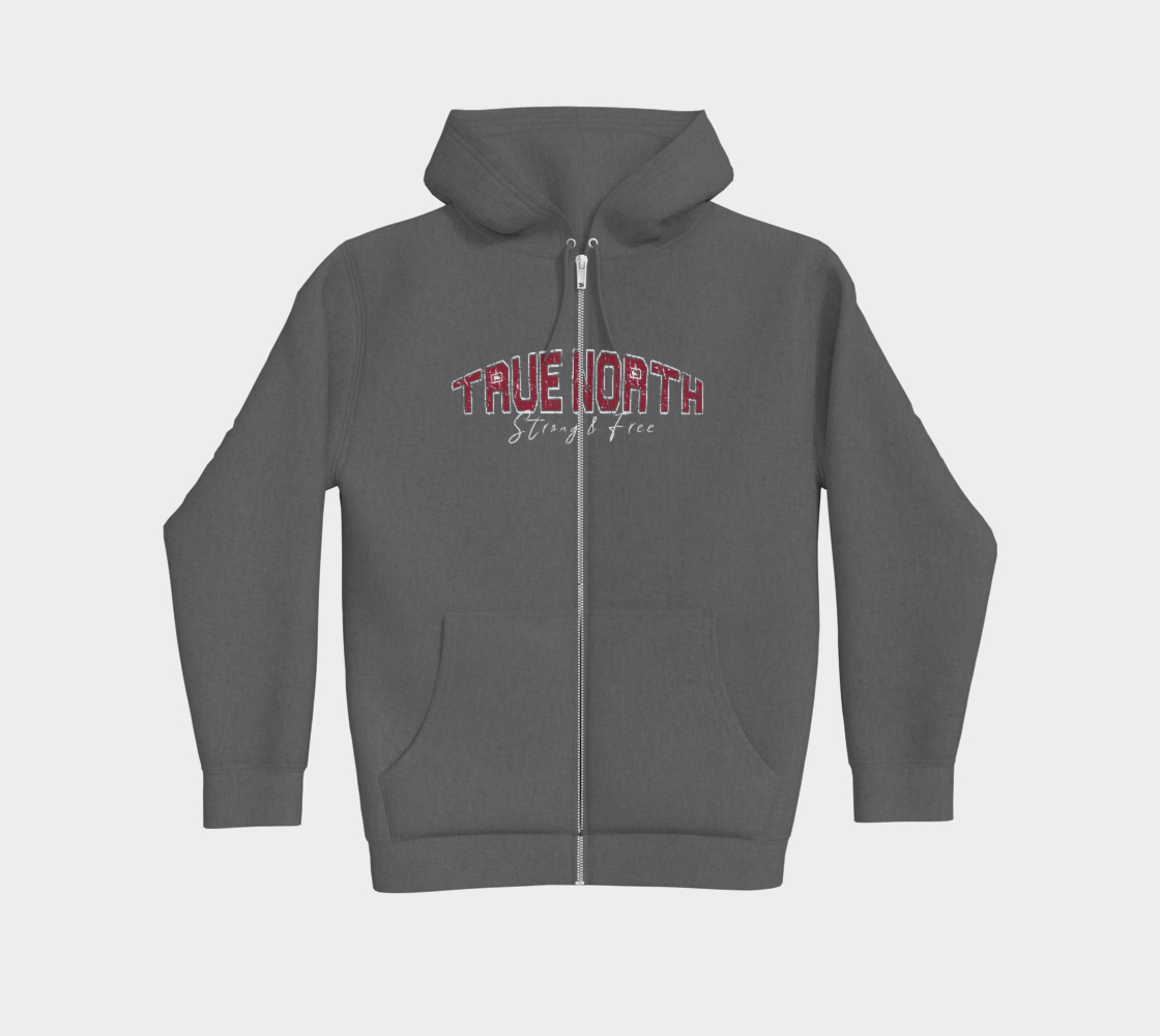 True North Strong and Free Premium Zip-Up Hoodie Light Outline