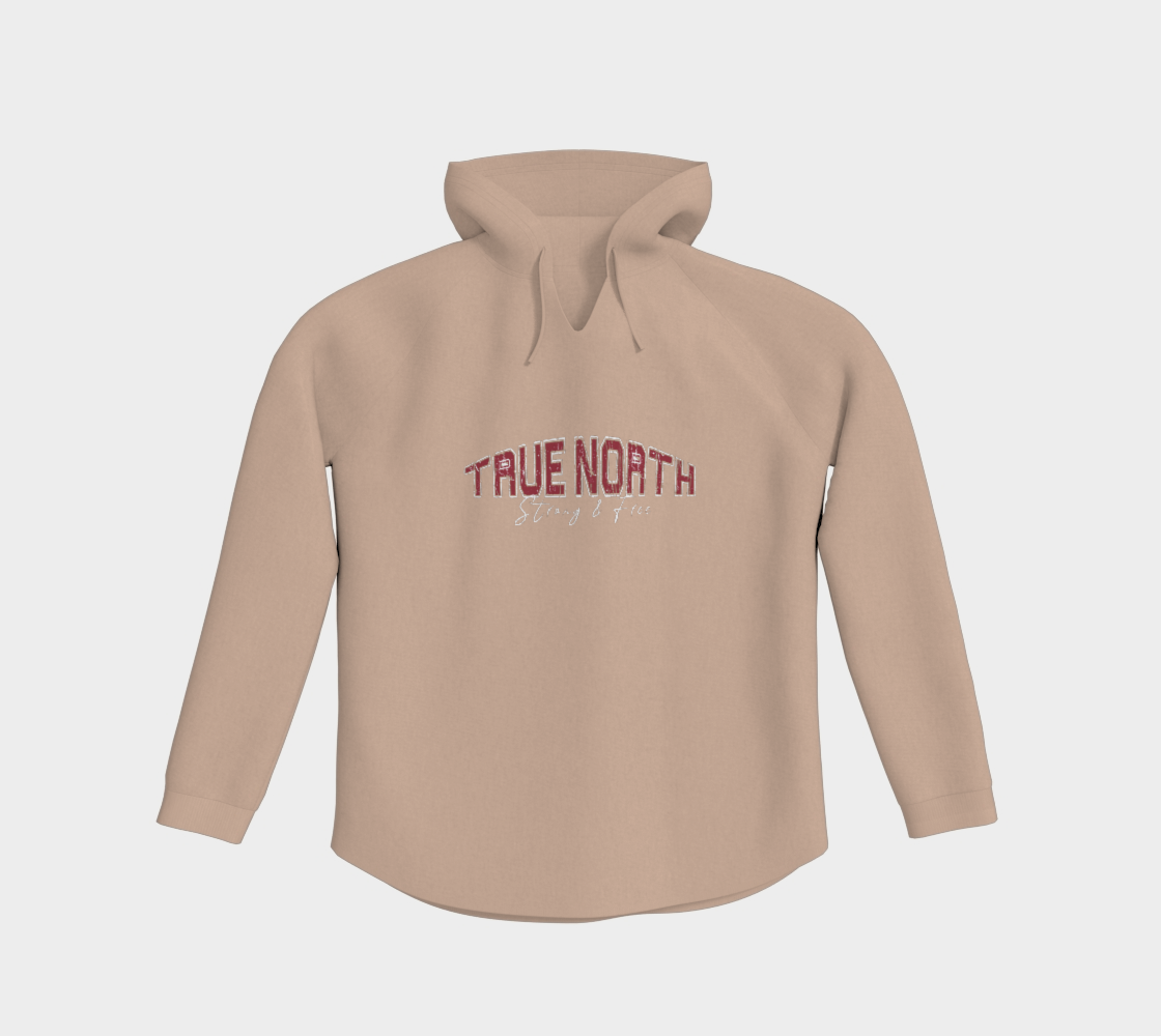 True North Strong and Free Light Pullover Hoodie Light Outline
