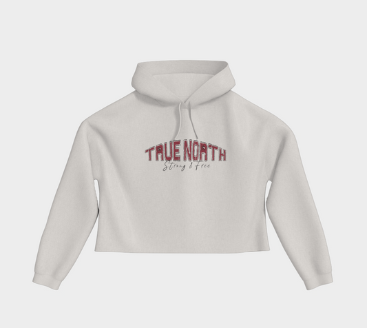 True North Strong and Free Cropped Hoodie Dark Outline