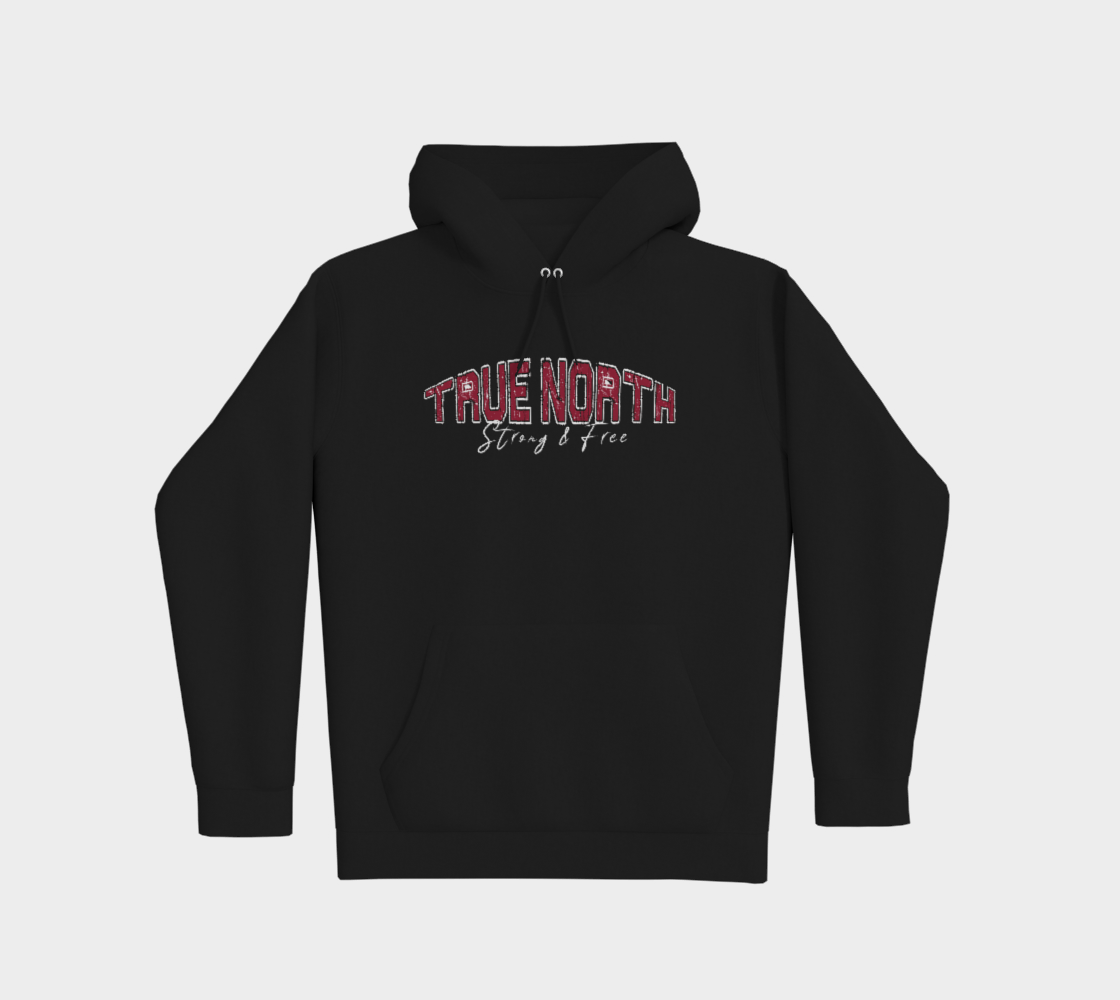 True North Strong and Free Premium Hoodie Light Outline