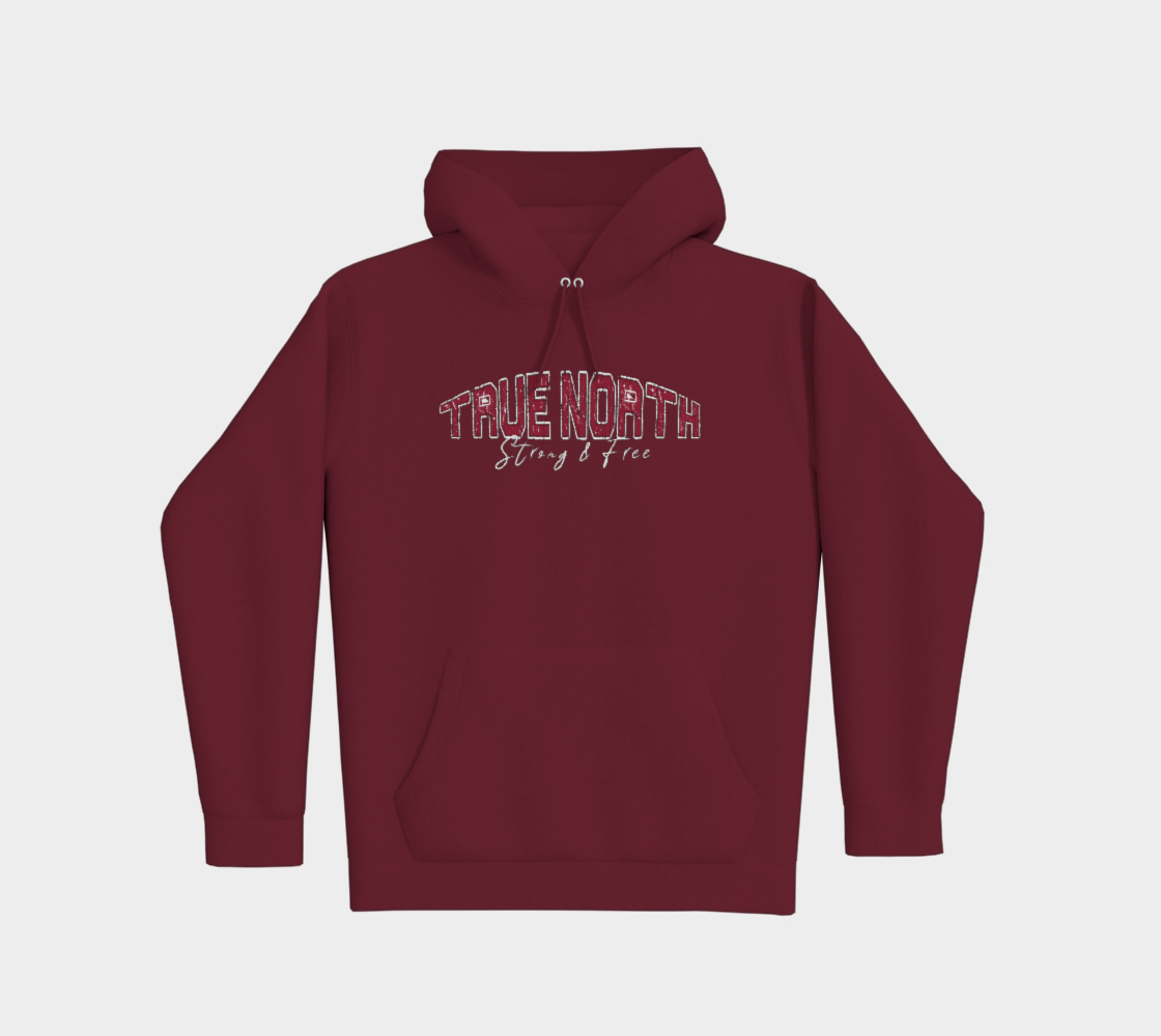 True North Strong and Free Premium Hoodie Light Outline