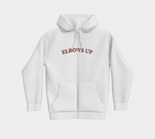 Elbows Up Leaf Front and Back Premium Zip Up Hoodie