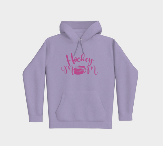 Hockey Mom Premium Pullover Hoodie Pink Logo