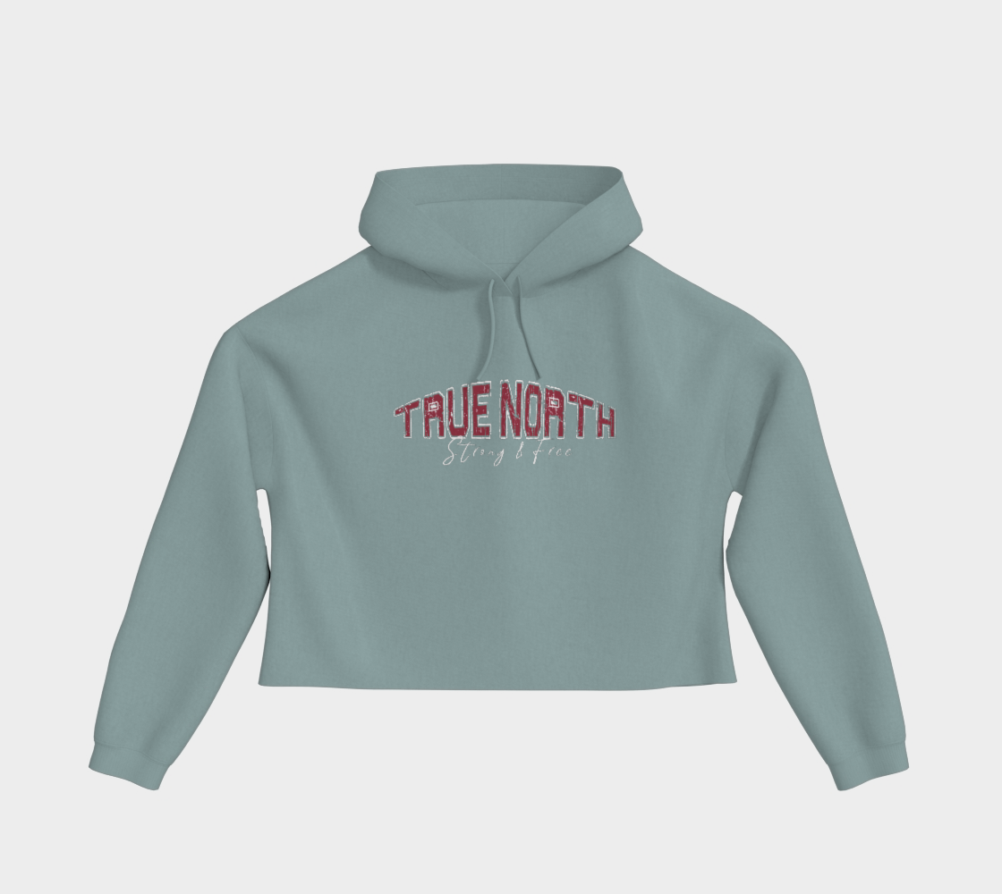True North Strong and Free Cropped Hoodie Light Outline