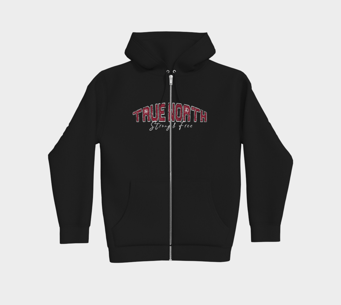 True North Strong and Free Premium Zip-Up Hoodie Light Outline